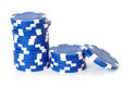 Blue poker chips Royalty Free Stock Photo