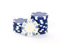 Poker chips stacked on each other isolated on a white background Royalty Free Stock Photo