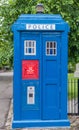 Blue Police alarm post, Glasgow, Scotland UK.