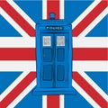 Blue police box on Union Jack Royalty Free Stock Photo