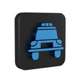 Blue Police car and police flasher icon isolated on transparent background. Emergency flashing siren. Black square Royalty Free Stock Photo
