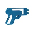 Blue Police electric shocker icon isolated on transparent background. Shocker for protection. Taser is an electric