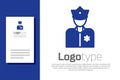 Blue Police officer icon isolated on white background. Logo design template element. Vector Royalty Free Stock Photo