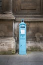 Blue Police Telephone Post, London, UK Royalty Free Stock Photo