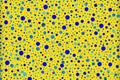 Blue polka dot pattern on yellow background,Generative AI Royalty Free Stock Photo