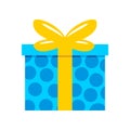 Blue Polkadot Gift Box Vector Illustration