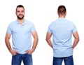 Blue polo shirt with a collar on a young man Royalty Free Stock Photo