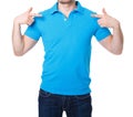 Blue polo shirt on a young man template Royalty Free Stock Photo