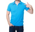 Blue polo shirt on a young man template Royalty Free Stock Photo