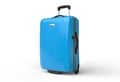 Blue polycarbonate travel baggage suitcase on white background Royalty Free Stock Photo