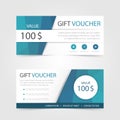 Blue polygon Gift voucher template with colorful pattern,cute gift voucher certificate coupon Royalty Free Stock Photo