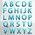 Blue Polygonal Alphabet Set.