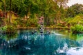 Blue pond at Pura Gunung Kawi Sebatu in Bali, Indonesia