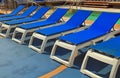 Blue Pool Deck Chairs on a Cruise Ship Royalty Free Stock Photo