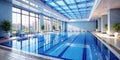 Blue Pool Water Tiles in Indoor Swimming Pool Royalty Free Stock Photo