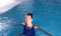 Blue pool woman beautiful swimming in water Royalty Free Stock Photo