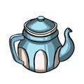 blue porcelain teapot color vector illustration