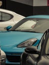 Blue porsche car of racers