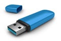 Blue portable flash usb drive memory. Royalty Free Stock Photo