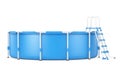 Blue Portable Outdoor Round Swimming Water Pool with Ladder. 3d