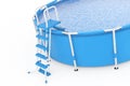 Blue Portable Outdoor Round Swimming Water Pool with Ladder. 3d