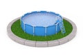 Blue Portable Outdoor Round Swimming Water Pool with Ladder over