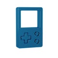 Blue Portable tetris electronic game icon isolated on transparent background. Vintage style pocket brick game