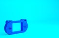 Blue Portable video game console icon isolated on blue background. Gamepad sign. Gaming concept. Minimalism concept. 3d