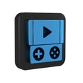 Blue Portable video game console icon isolated on transparent background. Gamepad sign. Gaming concept. Black square