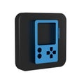 Blue Portable video game console icon isolated on transparent background. Gamepad sign. Gaming concept. Black square