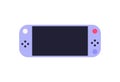 Blue portable wireless game console, screen and buttons flat style