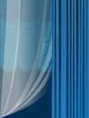 Blue portieres and transparent tulle Royalty Free Stock Photo