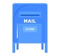 Blue postal mailbox cartoon. Simple mail box icon for delivery concept. Email, correspondence, postal service vector