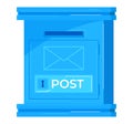 Blue postal mailbox vector illustration. Flat design mailbox for sending letters