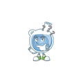 Blue potion cartoon mascot style with confuse gesture