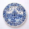 Blue And White Castle Plate Meticulous Photorealistic Still Life Design