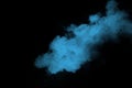 Blue powder explode cloud on black background. Launchedblue dust particles splash on  background Royalty Free Stock Photo