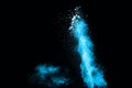 Blue powder explosion on black background. Royalty Free Stock Photo