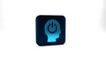 Blue Power button icon isolated on grey background. Start sign. Blue square button. 3d illustration 3D render Royalty Free Stock Photo