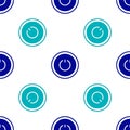 Blue Power button icon isolated seamless pattern on white background. Start sign. Vector Royalty Free Stock Photo