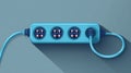 Blue Extension Cord with Four Outlets Illustration Royalty Free Stock Photo