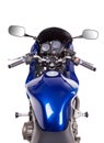 Blue powerful motorcycle.