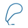 Blue prayer beads made of stone, isolated on a white background