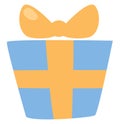 Blue present with yellow bow, icon Royalty Free Stock Photo