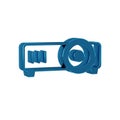 Blue Presentation, movie, film, media projector icon isolated on transparent background.