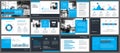 Blue presentation templates and infographics elements background