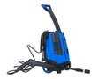 Blue pressure portable washer with hose Royalty Free Stock Photo