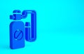 Blue Pressure sprayer for extermination of insects icon isolated on blue background. Pest control service. Disinfectant