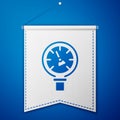 Blue Pressure water meter icon isolated on blue background. White pennant template. Vector