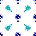 Blue Pressure water meter icon isolated seamless pattern on white background. Vector